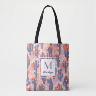 Cactus Desert Sunset Botanical Floral Personalised Tote Bag
