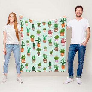 Cactus Desert Watercolor Fleece Blanket