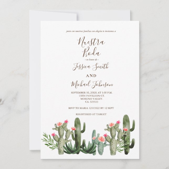 Cactus Desert Wedding Invitation (Front)