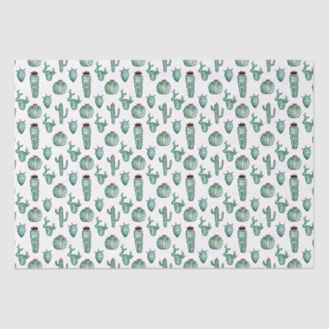 Cactus Design Tissue Paper, Watercolor Design  Tissue Paper (Front)