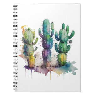 Cactus design with colourful splatters notebook