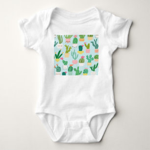 Cactus diversity, vintage seamless background. baby bodysuit