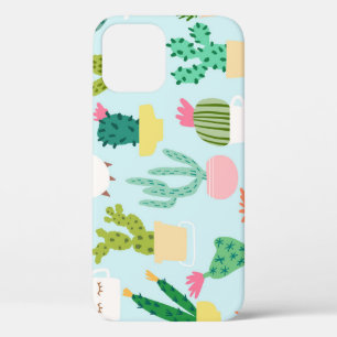 Cactus diversity, vintage seamless background. iPhone 12 case