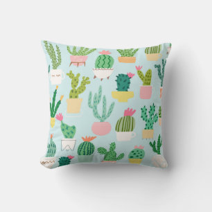 Cactus diversity, vintage seamless background. cushion