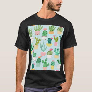 Cactus diversity, vintage seamless background. T-Shirt