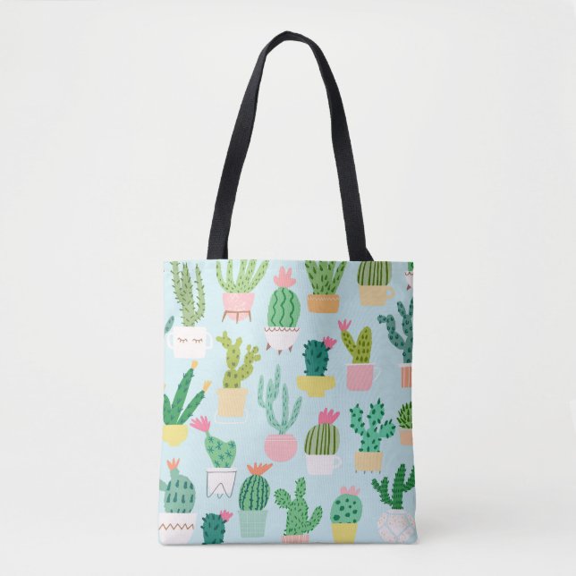 Cactus diversity, vintage seamless background. tote bag (Front)