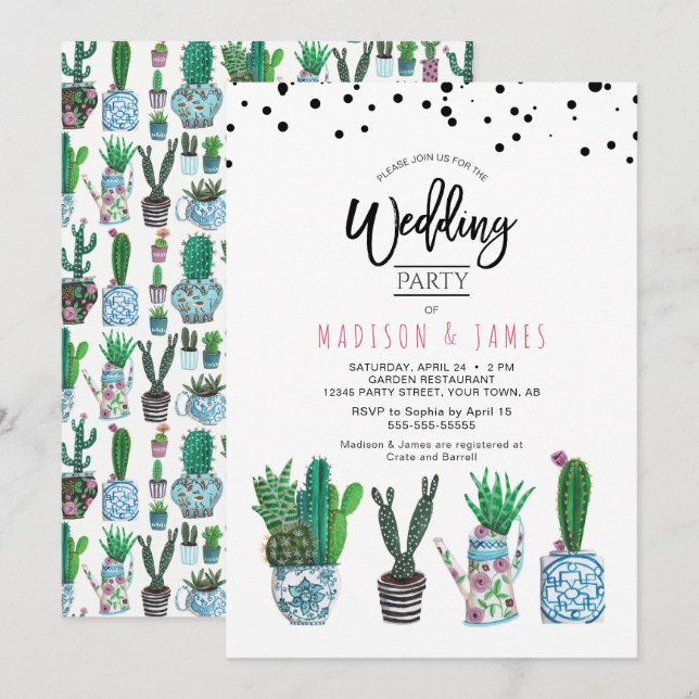 Cactus & Dots | Wedding Party | Invitation (Front/Back)