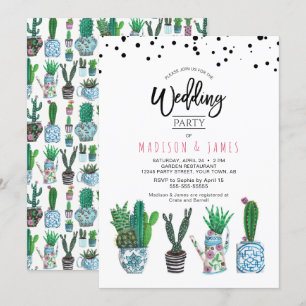 Cactus & Dots Wedding Party Invitation