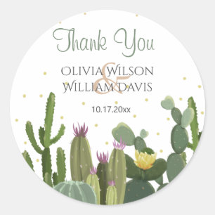 Cactus Elegant Wedding Classic Round Sticker