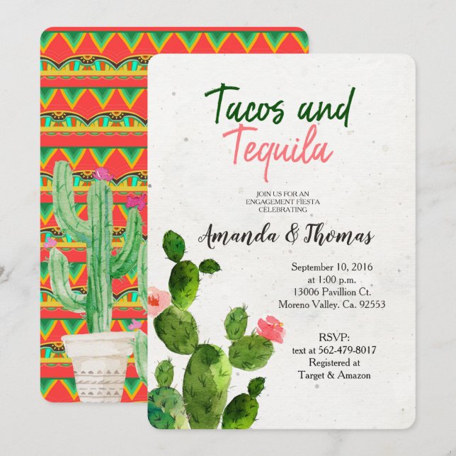 Cactus engagement FIESTA Invitation Taco Bout Love (Front/Back)