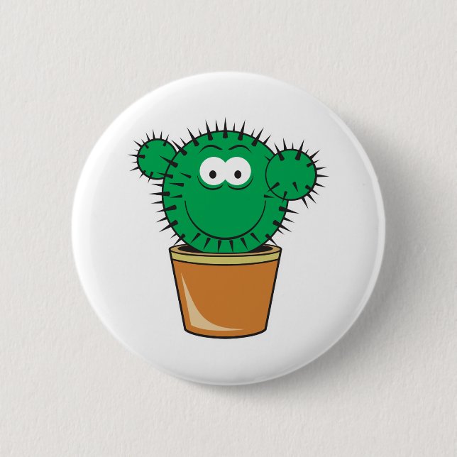 Cactus Face 6 Cm Round Badge (Front)