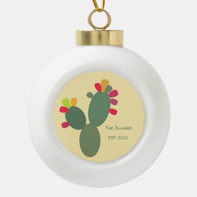 cactus family ceramic ball christmas ornament (Front)