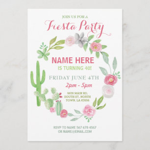 Cactus Fiesta Birthday Cacti Mexico Invitation