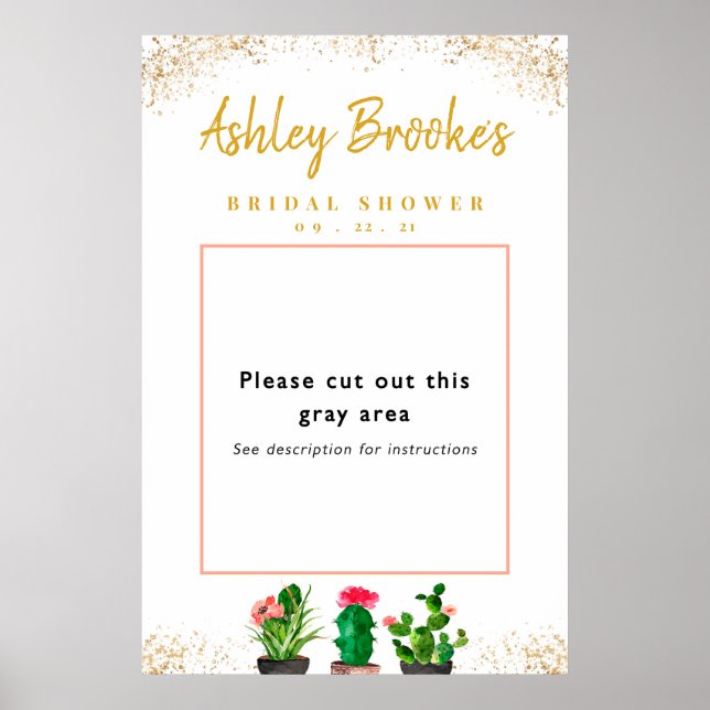 Cactus Fiesta Bridal Shower Photo Booth Frame Poster (Front)