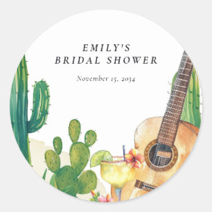 Cactus Fiesta Floral Bridal Shower Classic Round Sticker