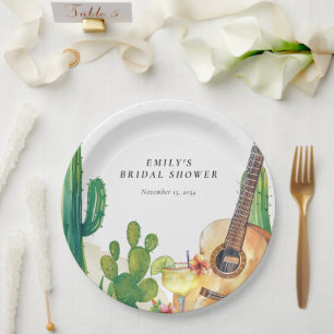 Cactus Fiesta Floral Bridal Shower Paper Plate