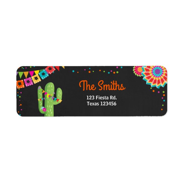 Cactus Fiesta Mexican Return Address Label Party (Front)