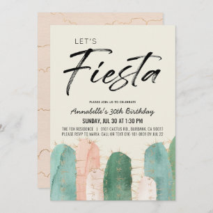 Cactus Fiesta Pink Adult Birthday Invitation