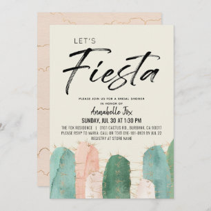 Cactus Fiesta Pink Bridal Shower Invitation