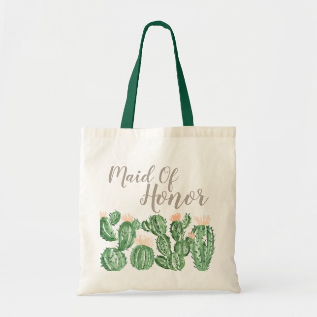 Cactus fiesta succulent maid of honour tote bag (Front)