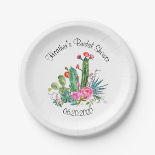 Cactus Fiesta Watercolor Paper Plate