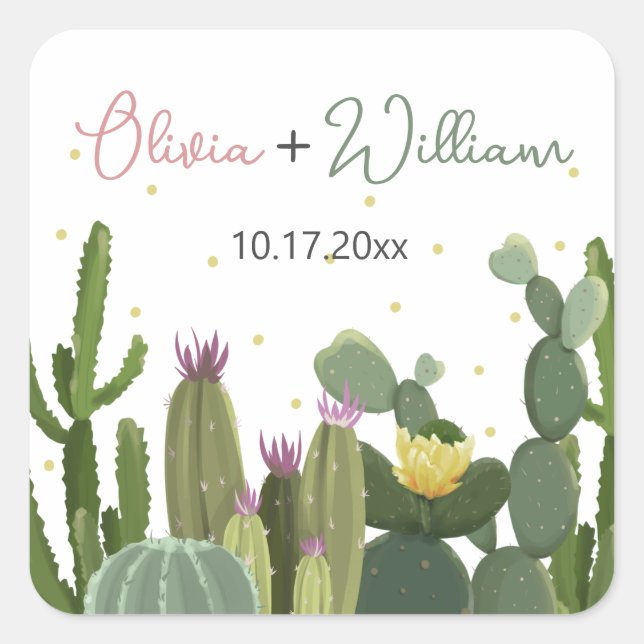Cactus Fiesta Wedding  Square Sticker (Front)