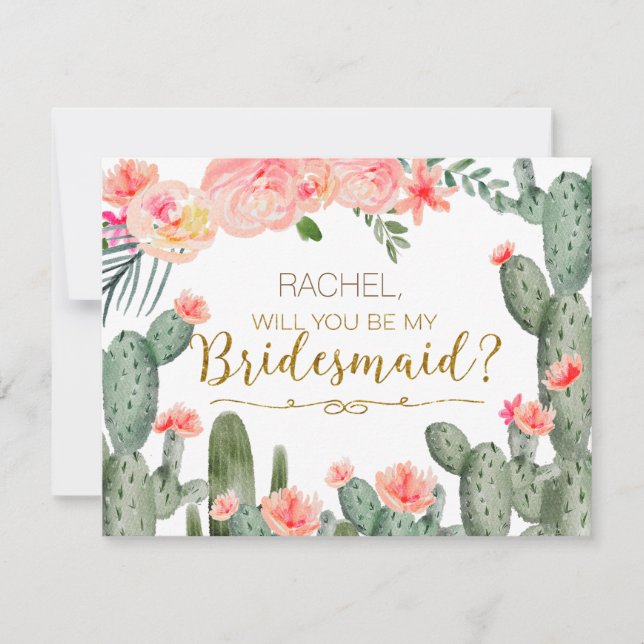 Cactus Fiesta Will You Be My Bridesmaid Card (Front)