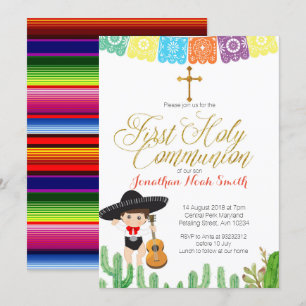 Cactus First Holy Communion Invitation Boy