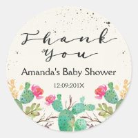 Cactus Floral Baby Shower Sticker