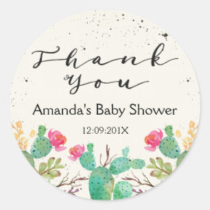 Cactus Floral Baby Shower Sticker