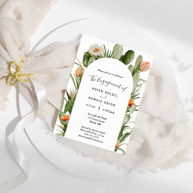 Cactus Floral Desert Engagement Party Invitation (Creator Uploaded)