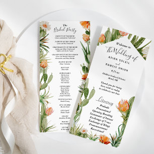 Cactus Floral Desert Wedding Bridal Party Flat Programme
