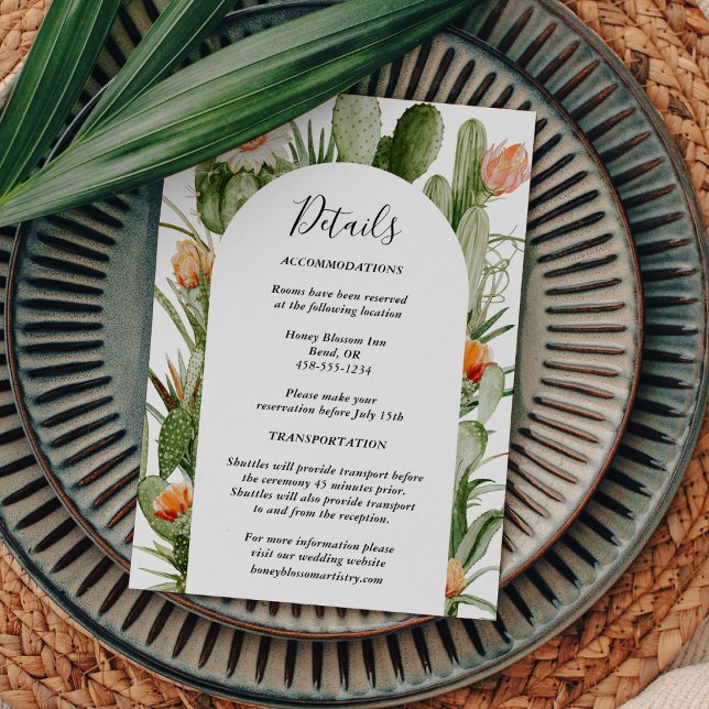 Cactus Floral Desert Wedding Details Enclosure Card (Creator Uploaded)