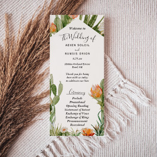 Cactus Floral Desert Wedding Flat Program Programme