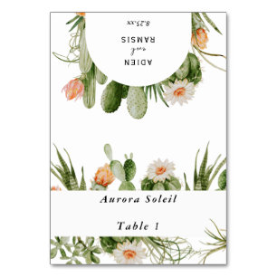 Cactus Floral Desert Wedding Foldable Place Card