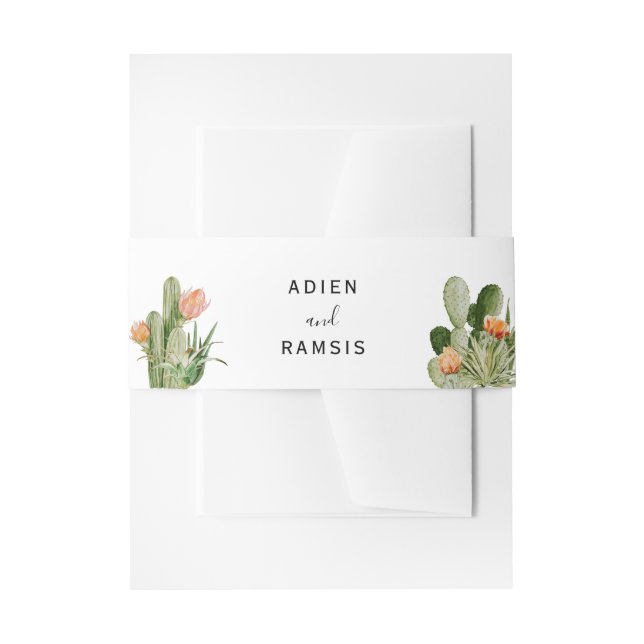 Cactus Floral Desert Wedding Invitation Belly Band (Front Example)