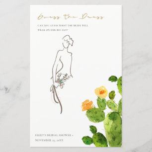 Cactus Floral Guess The Dress Bridal Shower Game
