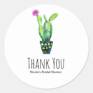 Cactus Floral Rustic Southwestern Bridal Shower Classic Round Sticker