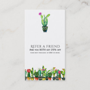 Cactus Floral Rustic Southwestern Refer a Friend Referral Card