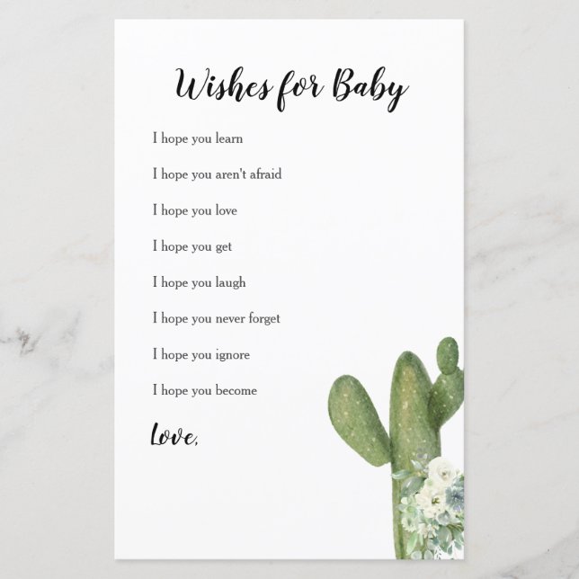 Cactus Floral Taco 'bout Love Wishes for Baby Card (Front)