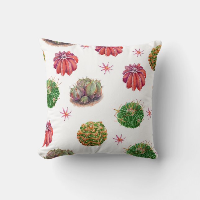 Cactus Floral: Watercolor Background Cushion (Front)