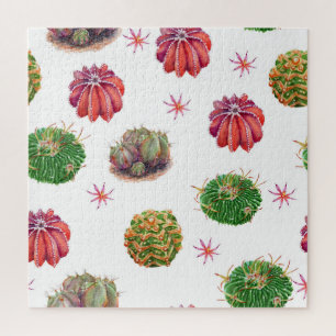 Cactus Floral: Watercolor Background Jigsaw Puzzle