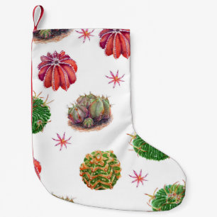 Cactus Floral: Watercolor Background Small Christmas Stocking