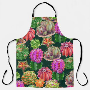 Cactus Floral Watercolor Seamless Pattern Apron