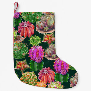 Cactus Floral Watercolor Seamless Pattern Small Christmas Stocking