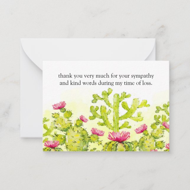 Cactus Flower After Funeral Thank You Cards (Front)