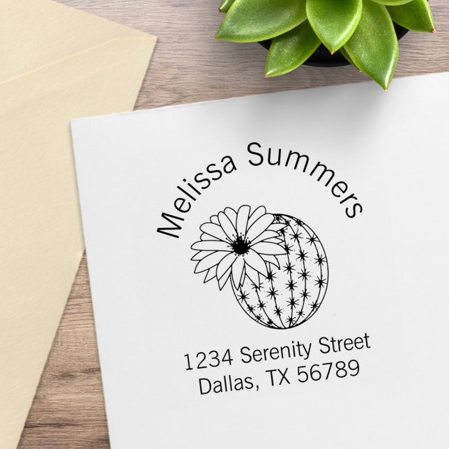 Cactus Flower Arch Address Rubber Stamp (Creator Uploaded)