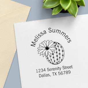 Cactus Flower Arch Address Self-inking Stamp