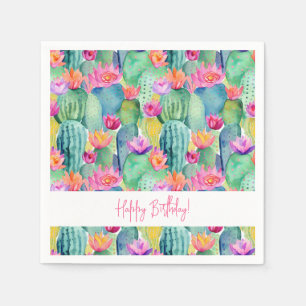 Cactus Flower Art Desert HAPPY BIRTHDAY Southwest Napkin