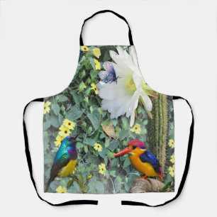 Cactus Flower & Birds Wood Poster Apron